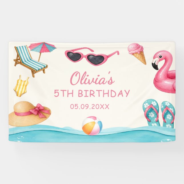 The Summer Pool Birthday Party Banner (Horizontal)
