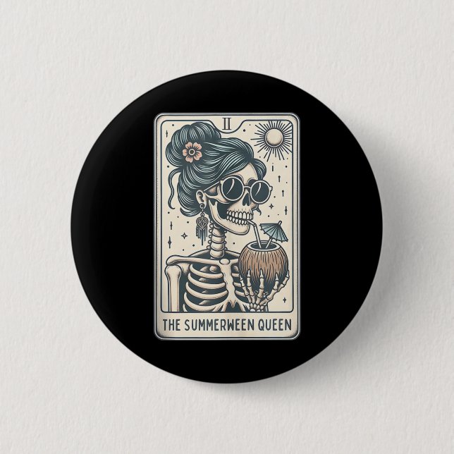 The Summerween Queen Tarot Card, Witchy Halloween  6 Cm Round Badge (Front)
