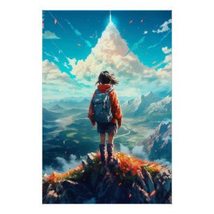 The Summit in Her Soul   Anime Hiker Girl Poster