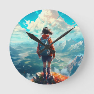 The Summit in Her Soul Anime Hiker Girl Round Clock