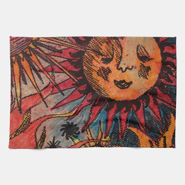 The sun and the moon tea towel (Horizontal)