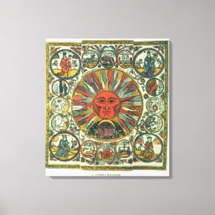 The Sun and the Zodiac, Russian, late 18th century Canvas Print