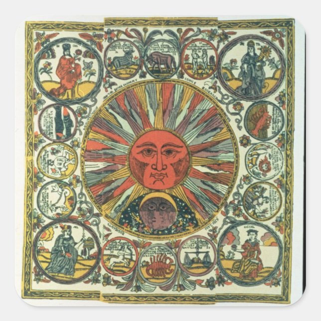 The Sun and the Zodiac, Russian, late 18th century Square Sticker (Front)