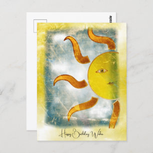 THE SUN BIRTHDAY WISH Yellow Orange    Postcard