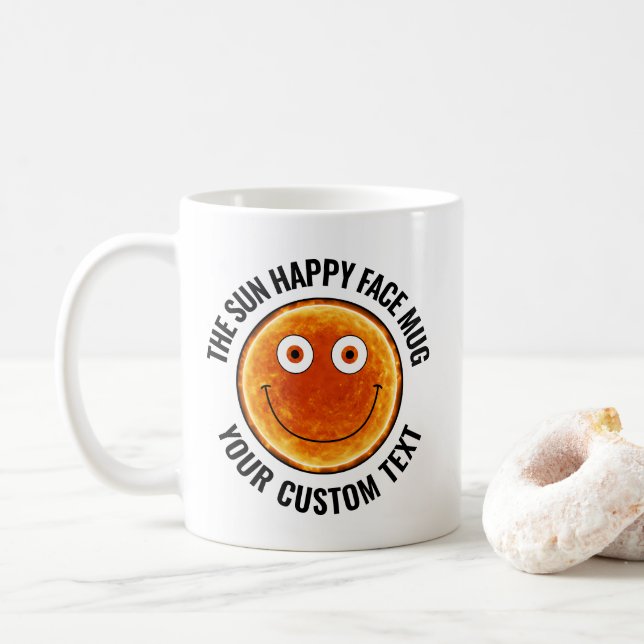 The Sun Custom Personalised Happy Face Coffee Mug (With Donut)