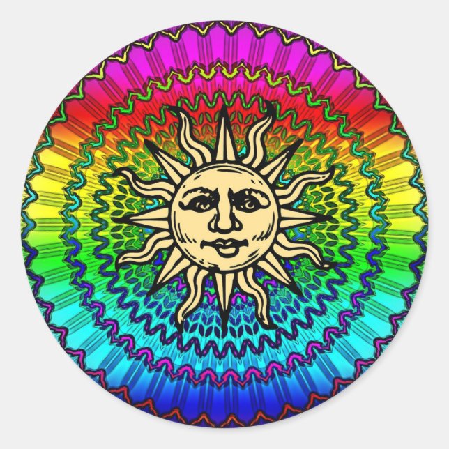 The Sun God on Colours of THe Sun Classic Round Sticker (Front)