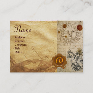 THE SUN ,MOON AND BASILISK BROWN WAX SEAL Monogram Business Card