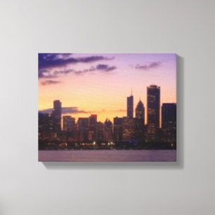 The sun sets over the Chicago skyline Canvas Print