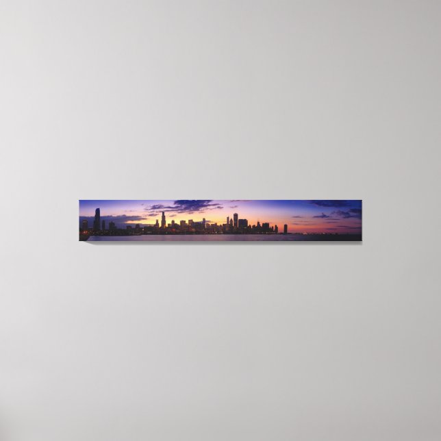 The sun sets over the Chicago skyline Canvas Print (Front)