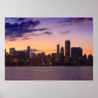 The sun sets over the Chicago skyline