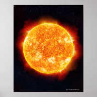The Sun showing solar flares against a star