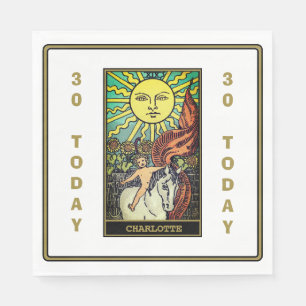 The Sun Tarot Card Birthday Party White Name Napkin