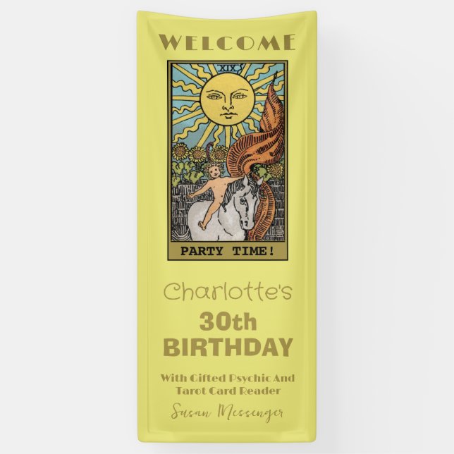 The Sun Tarot Card | Yellow Birthday Backdrop Banner (Vertical)
