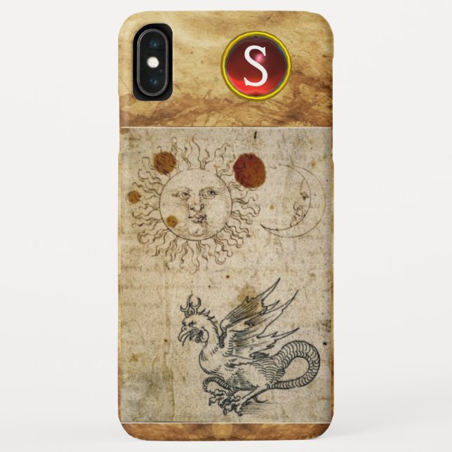 THE SUN THE MOON AND BASILISK PARCHMENT Monogram Case-Mate iPhone Case (Back)