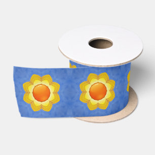 The Sun Vintage Orange Yellow Blue Kaleidoscope Satin Ribbon