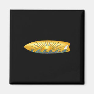 The sun with surfboard and sea waves surfing  magnet