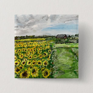 The Sunflower Field by Willowcatdesigns 15 Cm Square Badge