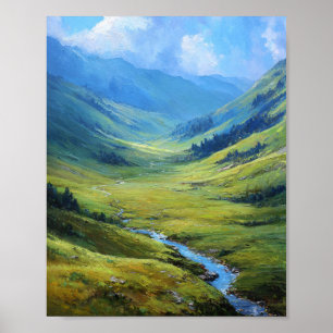 The Sunlit Traverse: A Winding River through the V Poster