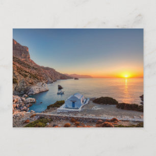 The sunrise from the famous Agia Anna in Amorgos Postcard