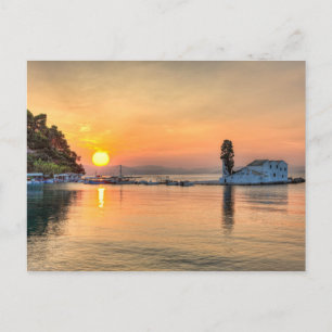 The sunrise in Panagia Vlacherna island at Corfu, Postcard