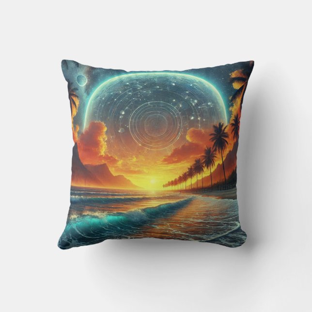 the sunset on the beach cushion (Back)