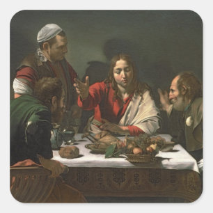 The Supper at Emmaus, 1601 2 Square Sticker