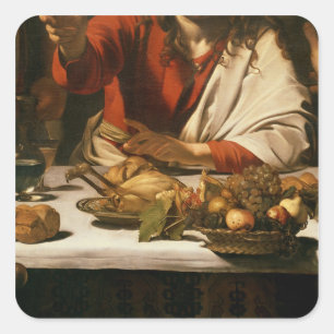 The Supper at Emmaus, 1601 Square Sticker
