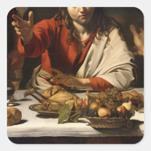 The Supper at Emmaus, 1601 Square Sticker