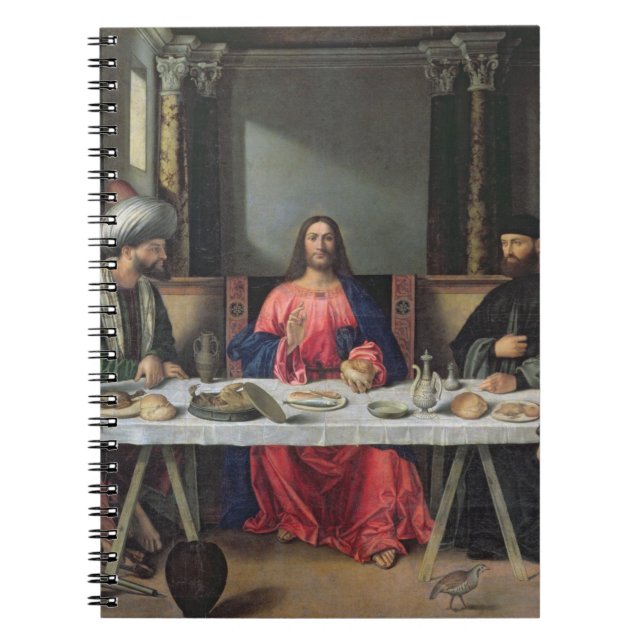 The Supper at Emmaus (oil on panel) Spiral Notebook (Front)