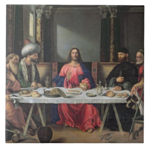 The Supper at Emmaus (oil on panel) Tile