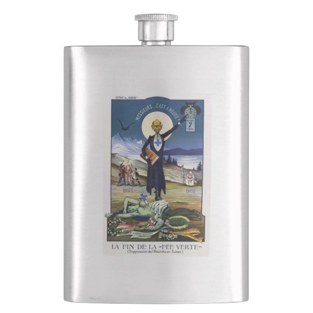 The Suppression of Absinthe Hip Flask (Front)