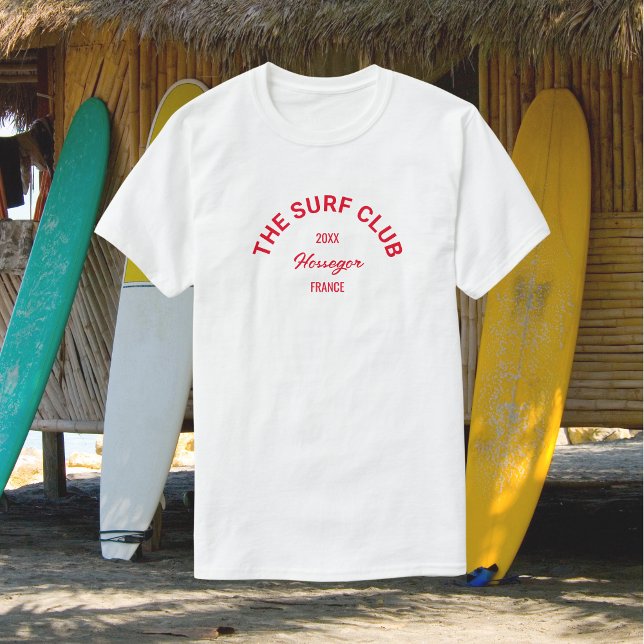 The Surf Club Custom Red Crest Surfers White T-Shirt (Creator Uploaded)