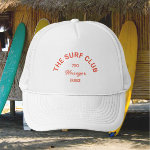 The Surf Club Custom Red Crest Surfers White Trucker Hat
