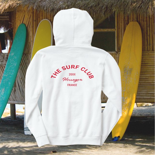 The Surf Club Custom Red Crest Surfers Womens Hoodie (Creator Uploaded)