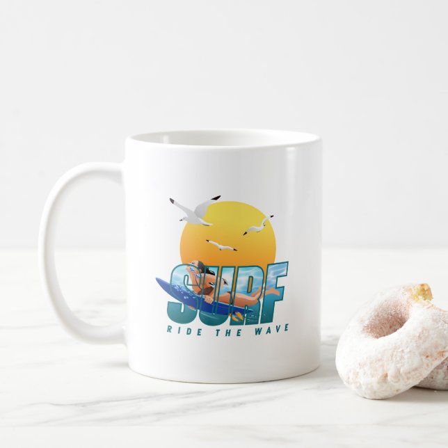 The Surfer Rides the Wave | (F) Classic Mug #11 (With Donut)