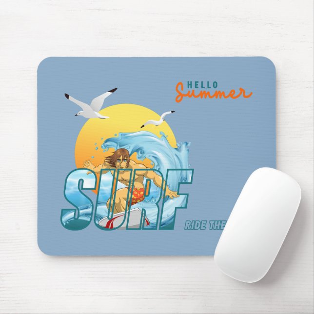 The Surfer Rides the Wave | (M) Mouse Pad (With Mouse)