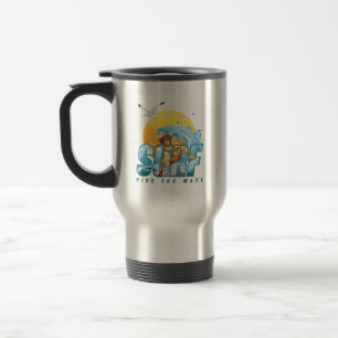 The Surfer Rides the Wave   (M) Travel Mug