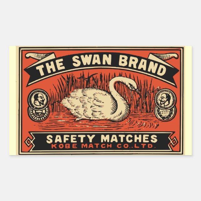 The Swan Brand Safety Matches Rectangular Sticker (Front)