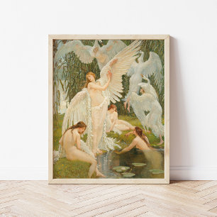The Swan Maidens   Walter Crane Poster