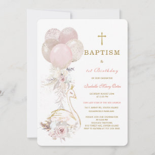 The Swan Princess Baptism and First Birthday  Invitation
