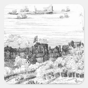 The Swan Theatre on the Bankside as it Square Sticker