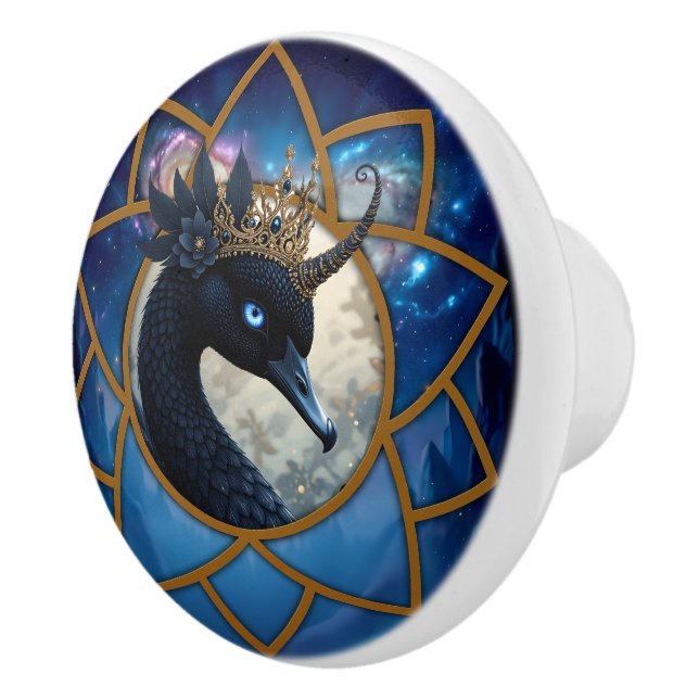 The Swan Who Guards the Moon.  Ceramic Knob (Right)