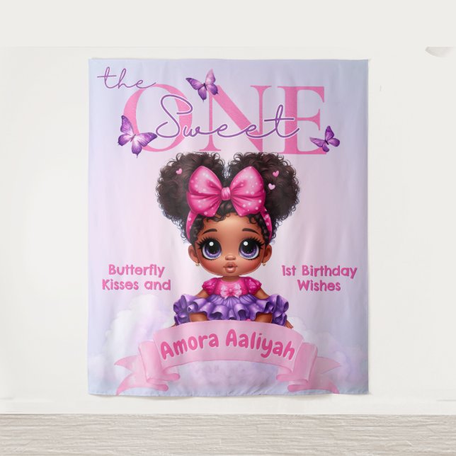 The Sweet One Ethnic Baby Girl 1st Birthday Tapestry (Front)