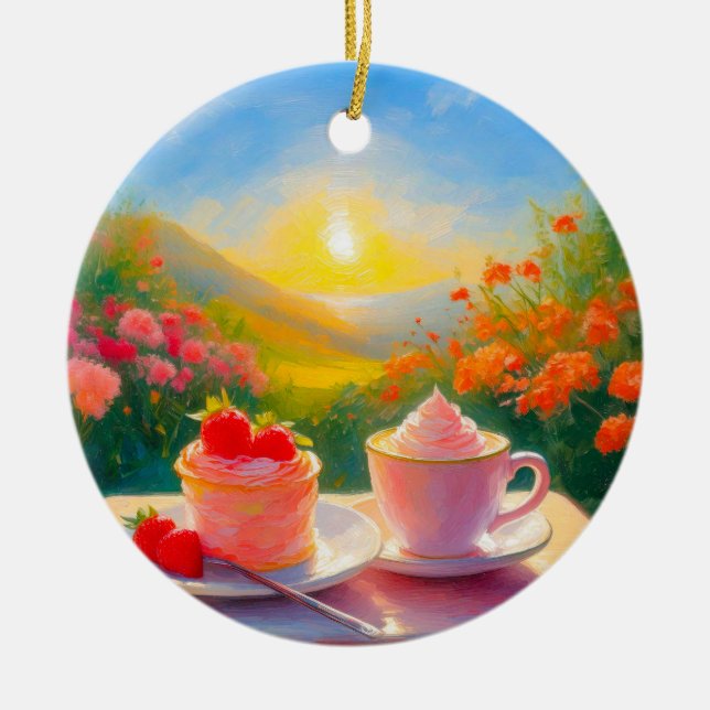 The Sweetest Afternoon of the Day Ceramic Tree Decoration (Front)