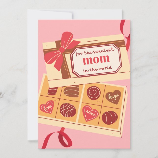THE SWEETEST MOM IN THE WORLD CHOCOLATE BOX GIFT  HOLIDAY CARD (Front)
