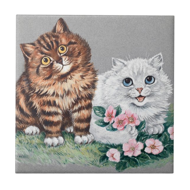 The Sweetest Pair, Louis Wain Tile (Front)