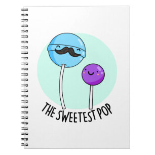 The Sweetest Pop Funny Lollipop Pun Dark BG Notebook