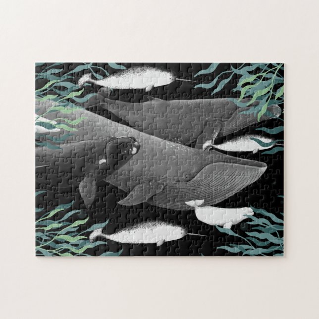 The Swim Of Whales Illustration Art Whale Jigsaw Puzzle (Horizontal)