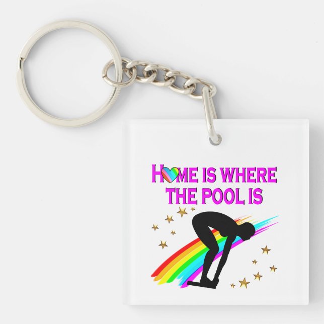 THE SWIMMER IS ALWAYS READY FOR THE POOL KEY RING (Front)
