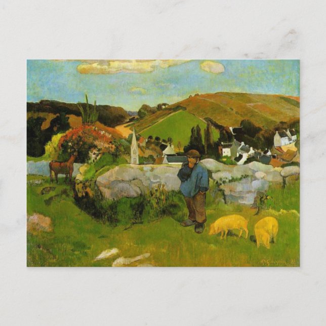The Swineherd, Brittany by Paul Gauguin Postcard (Front)